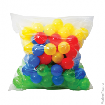 Шары пластиковые для сухого бассейна, 100 шт., диаметр 65 мм, цветные, "Десятое королевство", 00915
