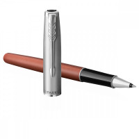 Ручка-роллер Parker 'Sonnet Sand Blasted Metal&Orange Lacquer' черная, 0,5мм, подарочная упаковка