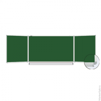 Доска для мела магнитная BRAUBERG (БРАУБЕРГ), 100х150/300 см, 3-элементная, зеленая