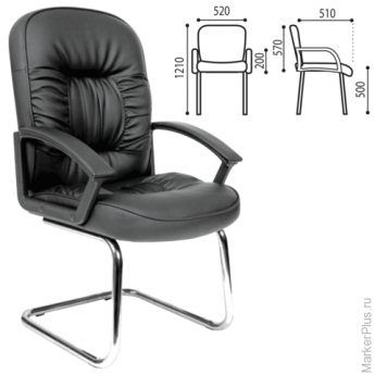 Кресло для приемных и переговорных "Лидер", CH-416, кожзаменитель, черное