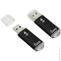 Память Smart Buy USB Flash 4GB V-Cut черный (металл.корпус)