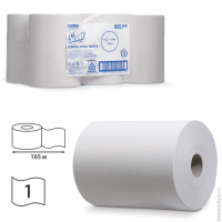 Полотенца бумажные рулонные KIMBERLY-CLARK Scott, КОМПЛЕКТ 6 шт., Slimroll, 165 м, белые, диспенсеры 601536, 601537, 6657