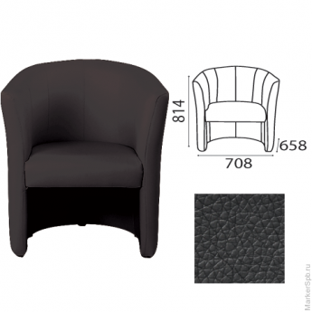 Кресло 'Club', 814х708х658 мм, c подлокотниками, кожзам, черное