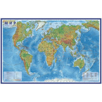 Карта 'Мир' физическая Globen, 1:29млн., 1010*660мм, интерактивная, европодвес