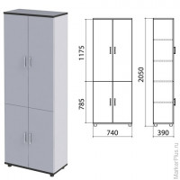 Шкаф закрытый 'Монолит', 740х390х2050 мм, цвет серый (КОМПЛЕКТ)