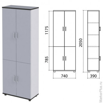 Шкаф закрытый 'Монолит', 740х390х2050 мм, цвет серый (КОМПЛЕКТ)