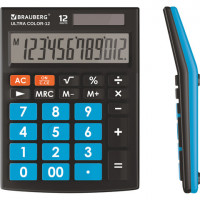 Калькулятор настольный BRAUBERG ULTRA COLOR-12-BKBU (192x143 мм), 12 разрядов, двойное питание, ЧЕРНО-ГОЛУБОЙ, 250497