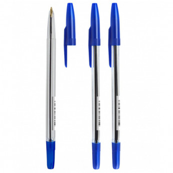 Ручка шариковая Стамм "511", синяя, 1,0мм, прозрачный корпус, 50 шт/в уп
