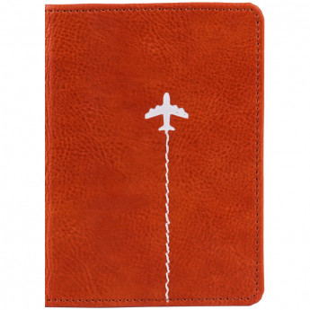 Обложка для паспорта OfficeSpace 'Travel', кожзам, коричневый, тиснение фольгой