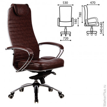 Кресло офисное МЕТТА 'SAMURAI' KL-1, кожа, темно-коричневое