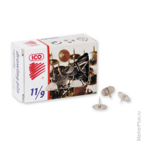 Кнопки канцелярские ICO металлические стальные (100 штук в упаковке), 3 шт/в уп