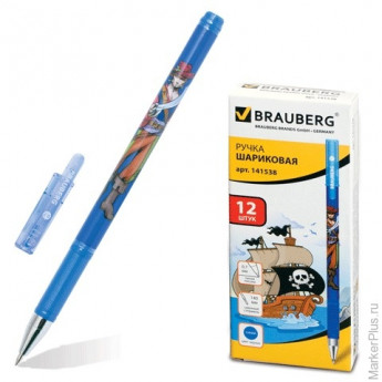 Ручка шариковая BRAUBERG "Корсары", корпус с декоративной печатью, толщина письма 0,7 мм, синяя, 141538