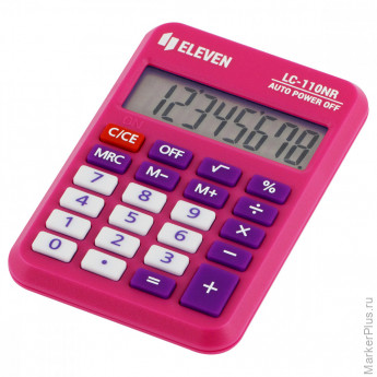 Калькулятор карманный Eleven LC-110NR-PK, 8 разрядов, питание от батарейки, 58*88*11мм, розовый