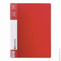 Папка с боковым металлическим прижимом и внутренним карманом BRAUBERG 'Contract', красная, до 100 л., 0,7 мм, бизнес-класс, 221788
