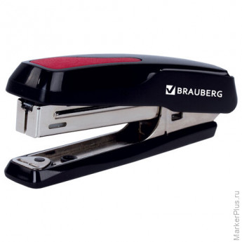 Степлер №10 BRAUBERG "Extra", до 20 листов, антистеплер, черно-красный, 229079