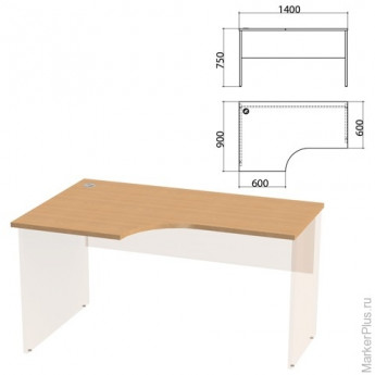 Столешница стола эргономичного 'Этюд' (ш1400*г900*в750 мм), левый, бук бавария 55, 401670, ш/к01536