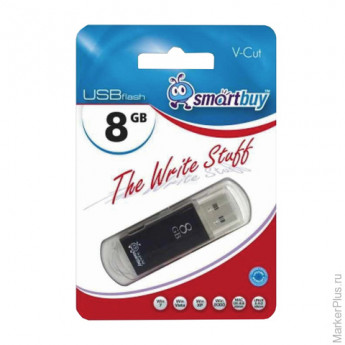 Флэш-диск 8 GB, SMARTBUY V-Cut, USB 2.0, черный, SB8GBVC-K