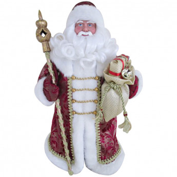 Декоративная кукла "Дед Мороз в бордовом костюме" 30 см