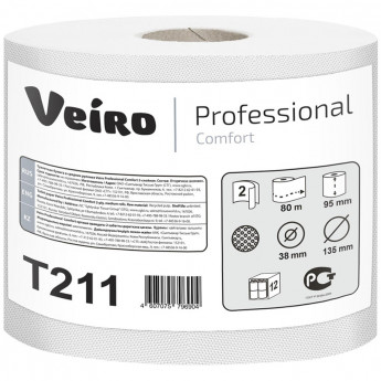 Бумага туалетная Veiro Professional "Comfort"(T4/T9) 2х-слойн., мини-рулон, 80м/рул., тиснен.,белая