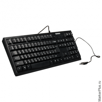 Клавиатура проводная SONNEN KB-300B, USB, черная, 511291