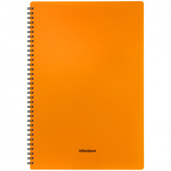 Тетрадь 48л. А4 клетка на гребне OfficeSpace "Neon", оранжевая пластиковая обложка 2 шт/в уп