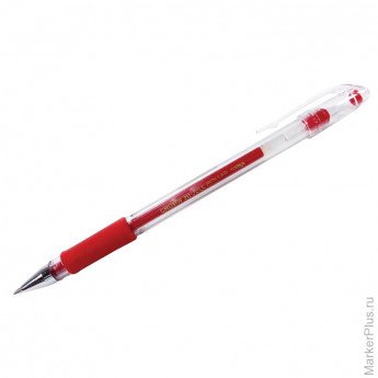 Ручка гелевая красная, 0,5мм, грип, 12 шт/в уп