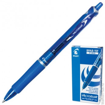 Ручка шариковая автоматическая с грипом PILOT "Acroball", СИНЯЯ, корпус тонированный синий, узел 0,7 мм, линия письма 0,28 мм, BPAB-15F