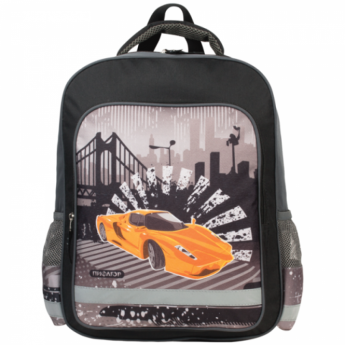 Рюкзак ПИФАГОР для учеников начальной школы, "Оранжевая машина", 15 литров, 38х30х14 см, 225301