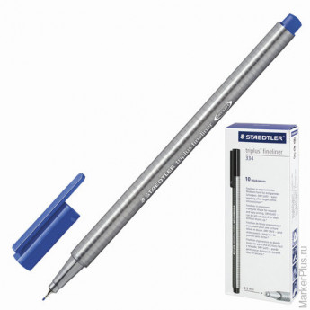 Ручка капиллярная STAEDTLER (Штедлер), трехгранная, толщина письма 0,3 мм, синий фаянс, 334-63