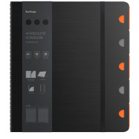 Бизнес-тетрадь А4+, 80л., Berlingo 'Steel&Style Pro', клетка, на гребне, 80г/м2, перфорация, разделители, линейка, закладка, черная