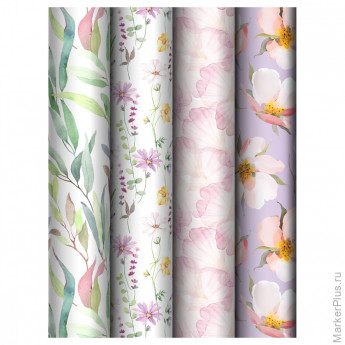 Упаковочная бумага глянц. 70*100см, MESHU "Bouquet", 80 г/м2, ассорти, 4 дизайна Упаковочная бумага глянц. 70*100см, MESHU "Bouquet", 80 г/м2, ассорти, 4 дизайна