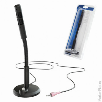 Микрофон настольный SVEN MK-490, кабель 2,4 м, 58 дБ, гибкая ножка, кнопка включения, черный, SV-043