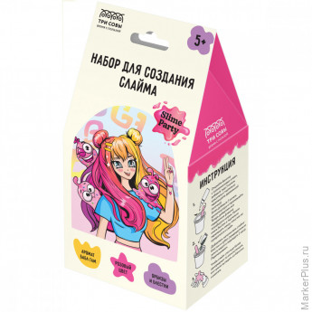 Набор для создания слайма ТРИ СОВЫ Slime party "Аниме", розовый, наполнение - орбизы и блестки, аромат бабл гам, картонная коробка Набор для создания слайма ТРИ СОВЫ Slime party "Аниме", розовый, наполнение - орбизы и блестки, аромат бабл гам, картонная коробка