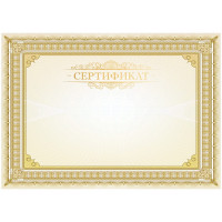 Сертификат A4, ArtSpace, мелованный картон, тиснение фольгой, горизонтальный, 20 шт/в уп