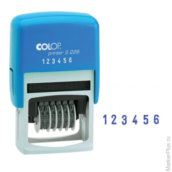 Нумератор 6-разр, оттиск 45*4 мм синий, COLOP S226, корпус синий, ш/к 26790