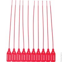 Пломбы пластиковые номерные УНИВЕРСАЛ, самофиксирующиеся, длина рабочей части 220 мм, КРАСНЫЕ, КОМПЛЕКТ 1000 шт., 600805