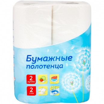 Полотенца бумажные в рулонах OfficeClean, 2-х слойн., 9,6м/рул, белые, 2шт. , комплект 2 шт
