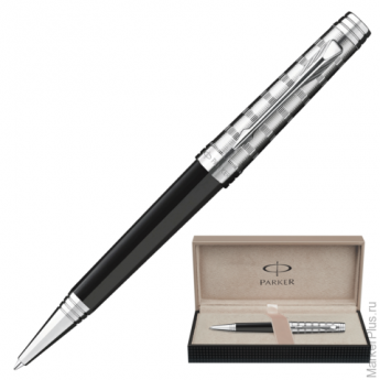 Ручка шариковая PARKER Premier Custom Tartan ST корпус латунь, детали - серебро, S0887920, синяя