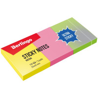 Самоклеящийся блок Berlingo "Ultra Sticky", 50*40 мм, 3 блока по 100л, 3 неоновых цвета, 4 шт/в уп