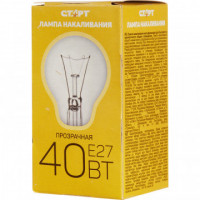 Электрическая лампа СТАРТ стандартная/прозрачная 40W E27 10 шт, комплект 10 шт