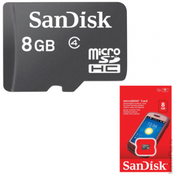 Карта памяти microSDHC 8GB SANDISK скорость передачи данных 4MB/s (class 4)