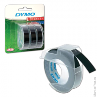 Картридж для принтеров этикеток DYMO Omega, 9 мм х 3 м, белый шрифт, черный фон, комплект 3 шт., S0847730