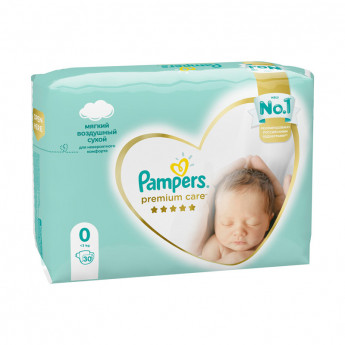 Подгузники Pampers "Premium", для новорожденных (<3 кг), 30шт.