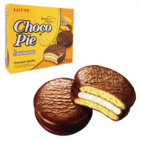 Печенье LOTTE "Choco Pie Banana" (Чоко Пай Банан), глазированное, 336 г, 12 шт. х 28 г, 000000014, комплект 12 шт