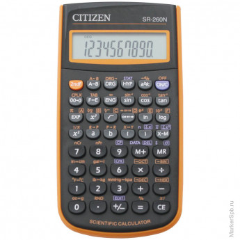 Калькулятор научный Citizen SR-260NOR 10+2 разр., 165 функц., пит. от батарейки, 78*150*13мм, оранж.