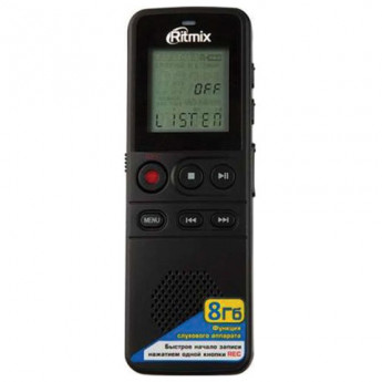 Диктофон цифровой RITMIX RR-810, память 8Gb, запись до 583 ч, битрейт до 384 кбит/с, 8209, 15118209