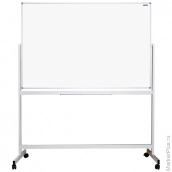 Доска магнитно-маркерная OfficeSpace 100*150см, двусторонняя, поворотная, мобильная, алюминиевый профиль, фиксатор положения