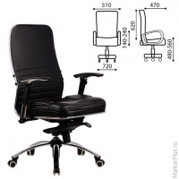 Кресло офисное МЕТТА 'SAMURAI' KL-3, без подголовника, кожа, черное
