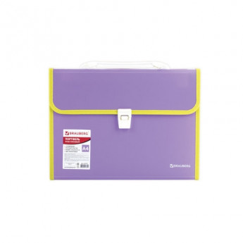 Папка-портфель пластиковая BRAUBERG 'JOY', А4 (330х245х35 мм), 13 отделений, с окантовкой, фиолетовая, 227977