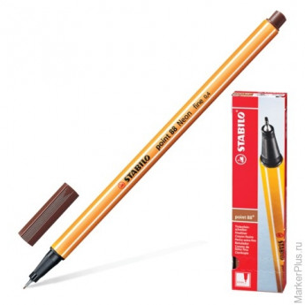 Ручка капиллярная (линер) STABILO "Point 88", КОРИЧНЕВАЯ, корпус оранжевый, линия письма 0,4 мм, 88/45